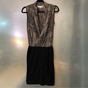 EUC Amanda Uprichard Black and Beige striped mini dress Size P/XS